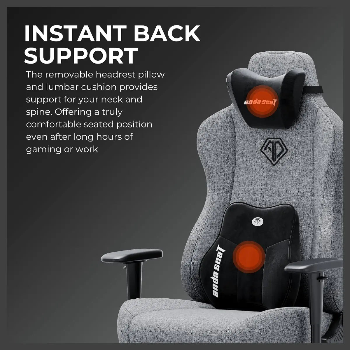 Anda Seat Novis Ultra Gaming Chair, Extra Large, Linen Fabric, 90-155 Degree Recline With 15 Degree Rocking, Grey, AD23-XL-01-G-F-G02