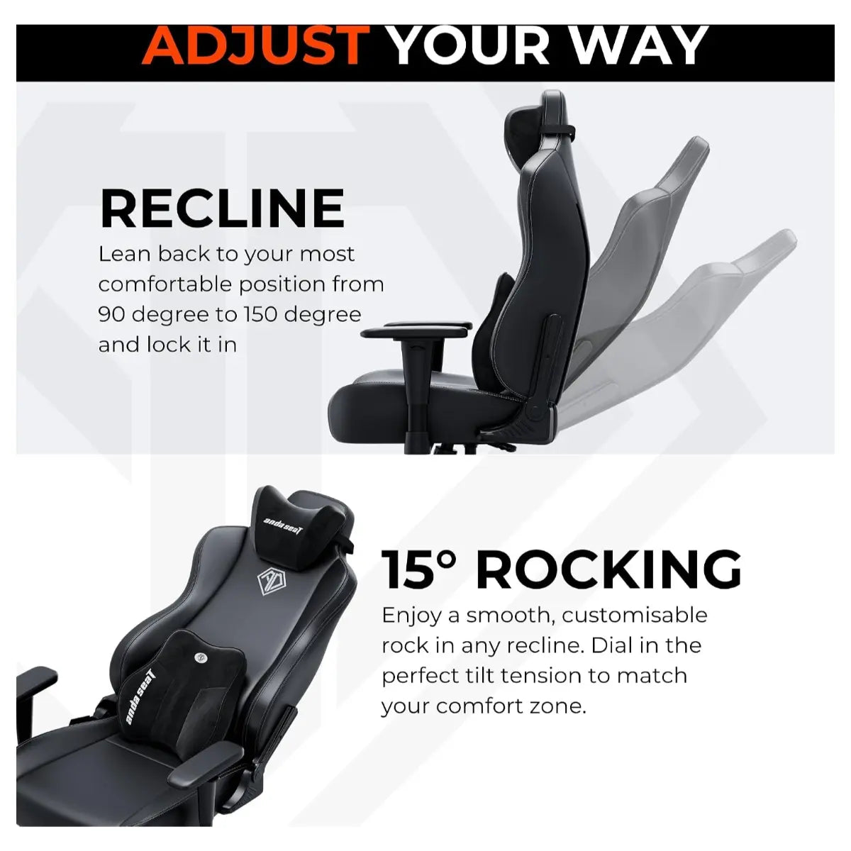 Anda Seat Novis Ultra Gaming Chair, Extra Large, Linen Fabric, 90-155 Degree Recline With 15 Degree Rocking, Grey, AD23-XL-01-G-F-G02