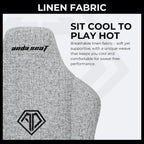 Anda Seat Novis Ultra Gaming Chair, Extra Large, Linen Fabric, 90-155 Degree Recline With 15 Degree Rocking, Grey, AD23-XL-01-G-F-G02