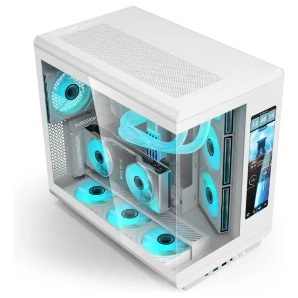 Acer U600 Casing, Built-in LED Display, 4 Pre-installed Fans, Tempered Glass Side Panel, Supports ATX Micro ATX Mini ITX, White