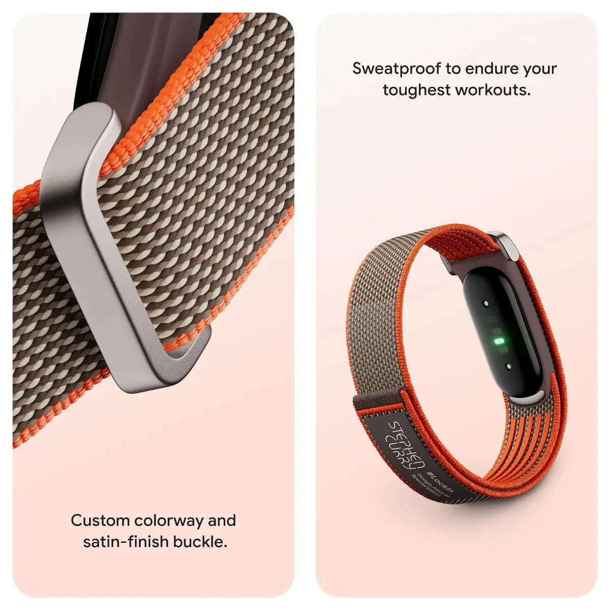 Google Fitbit Air Special Edition Stephen Curry Screenless Tracker, Fitness Heart Rate and Sleep Tracking, Personalized AI-Powered Coaching, Up to 7 Days Battery Life, Works with iOS and Android, Rye