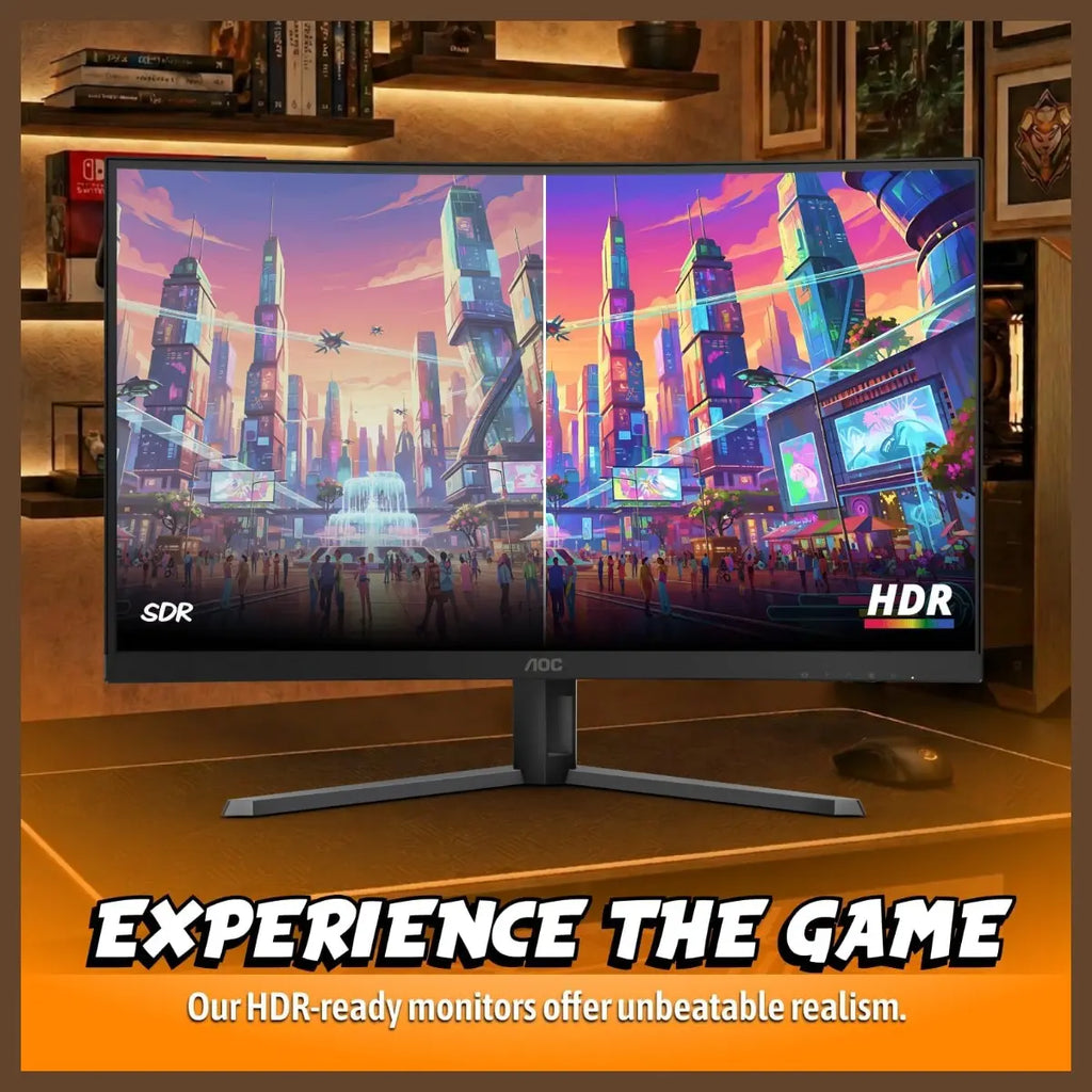 AOC C32G42ZE Curved Gaming Monitor, 31.5" FHD 1920x1080, 240Hz Native to 260Hz Overclocked, VA, 0.3ms, Adaptive-Sync, AMD FreeSync Premium, DP 1.4 and HDMI 2.0