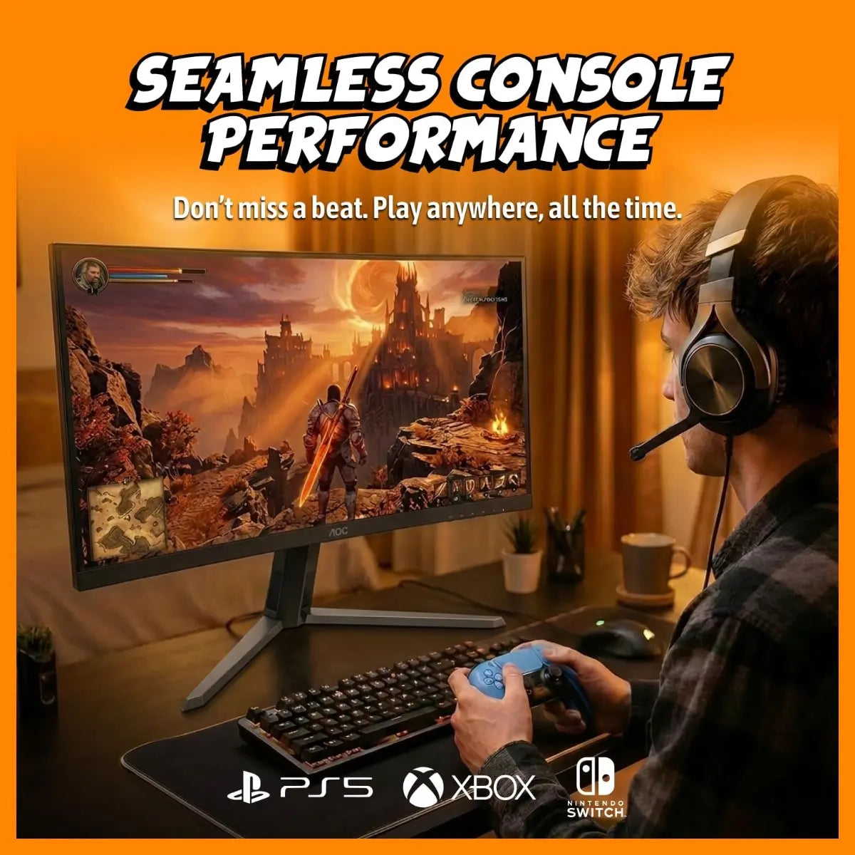 AOC C32G42ZE Curved Gaming Monitor, 31.5" FHD 1920x1080, 240Hz Native to 260Hz Overclocked, VA, 0.3ms, Adaptive-Sync, AMD FreeSync Premium, DP 1.4 and HDMI 2.0