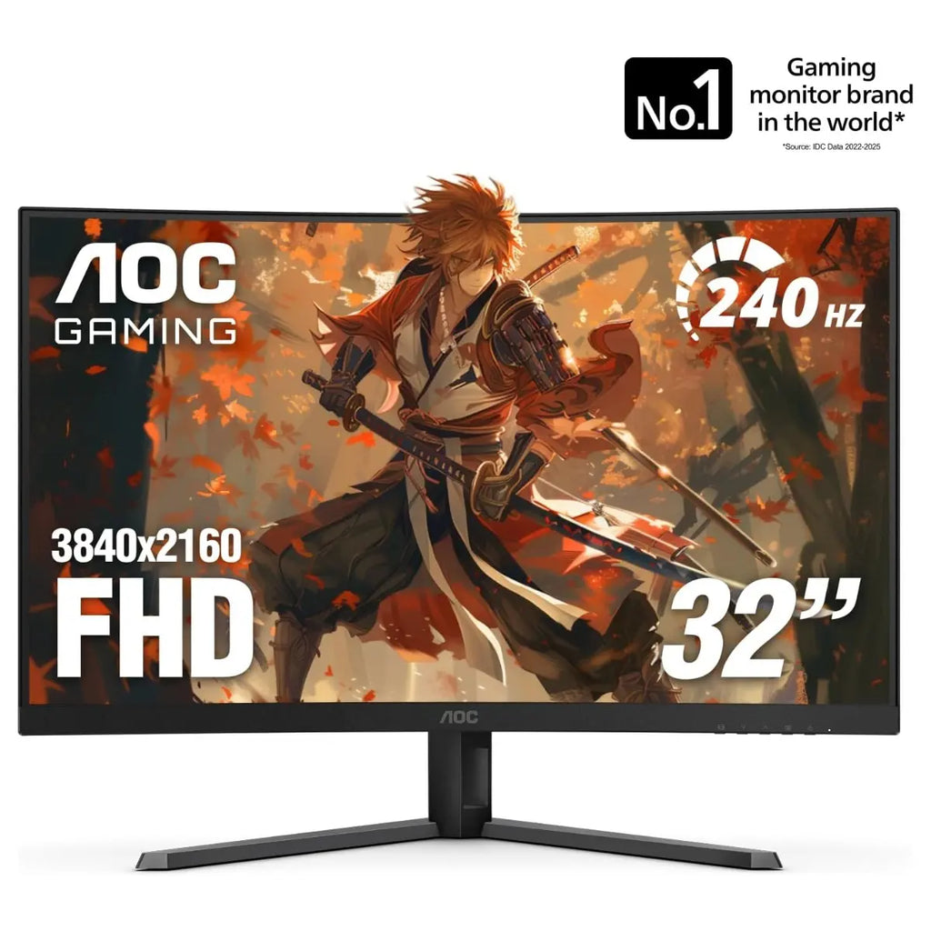 AOC C32G42ZE Curved Gaming Monitor, 31.5" FHD 1920x1080, 240Hz Native to 260Hz Overclocked, VA, 0.3ms, Adaptive-Sync, AMD FreeSync Premium, DP 1.4 and HDMI 2.0