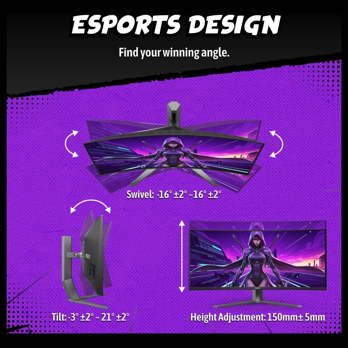 AOC AGON 34" Curved Gaming Monitor AGP346UCSD, 3440x1440 UWQHD QD-OLED 360Hz, 0.03ms, HDR 500 True Black, NVIDIA G-SYNC Compatible