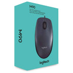 Logitech M90 Wired USB Mouse, 1000 DPI Optical Tracking, 3 Buttons, Ambidextrous