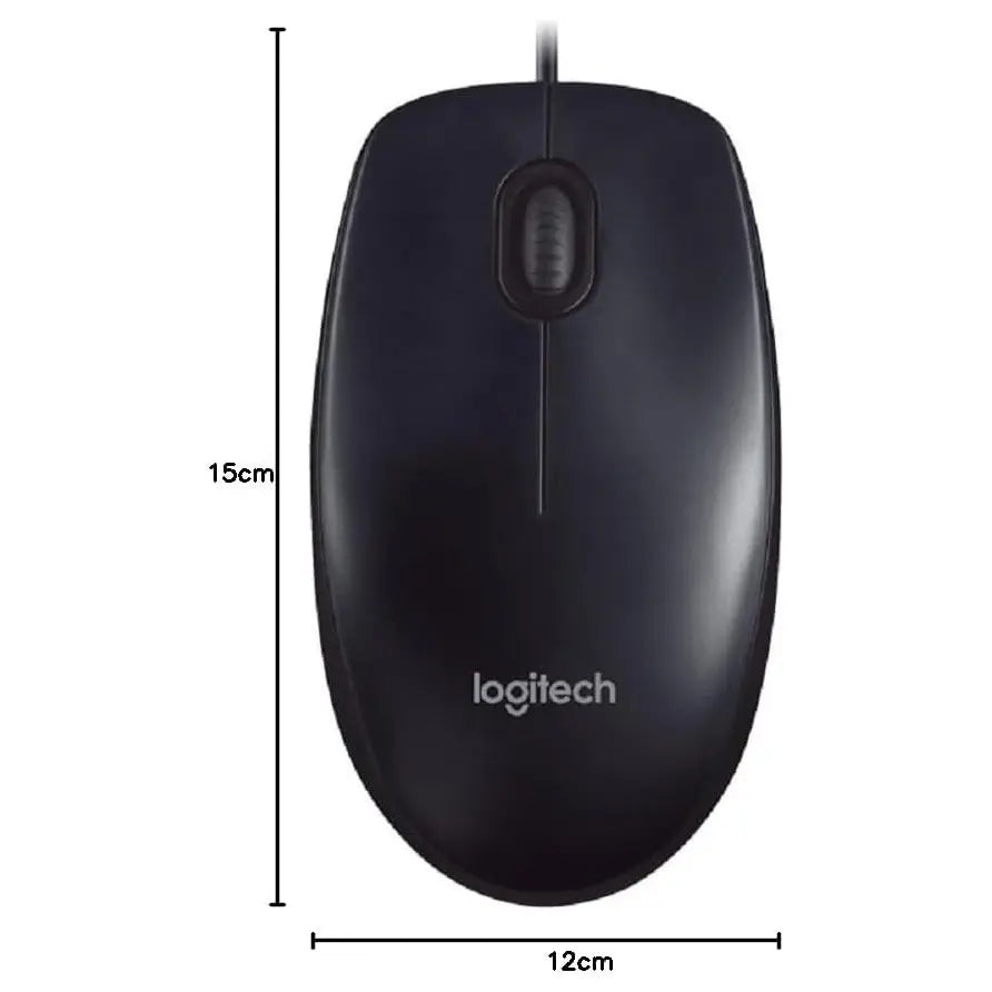 Logitech M90 Wired USB Mouse, 1000 DPI Optical Tracking, 3 Buttons, Ambidextrous