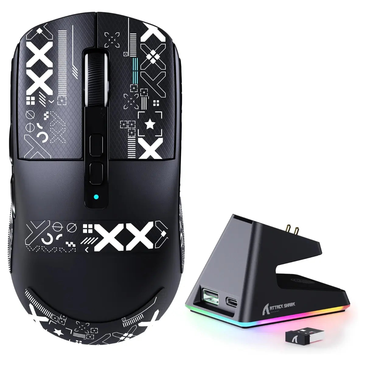 ATTACK SHARK X6 Tri-Mode Gaming Mouse With Charging Dock, 26000 DPI, PixArt PAW3395 Sensor, 49g Superlight, 200 Hours Battery, Ergonomic Design, Black