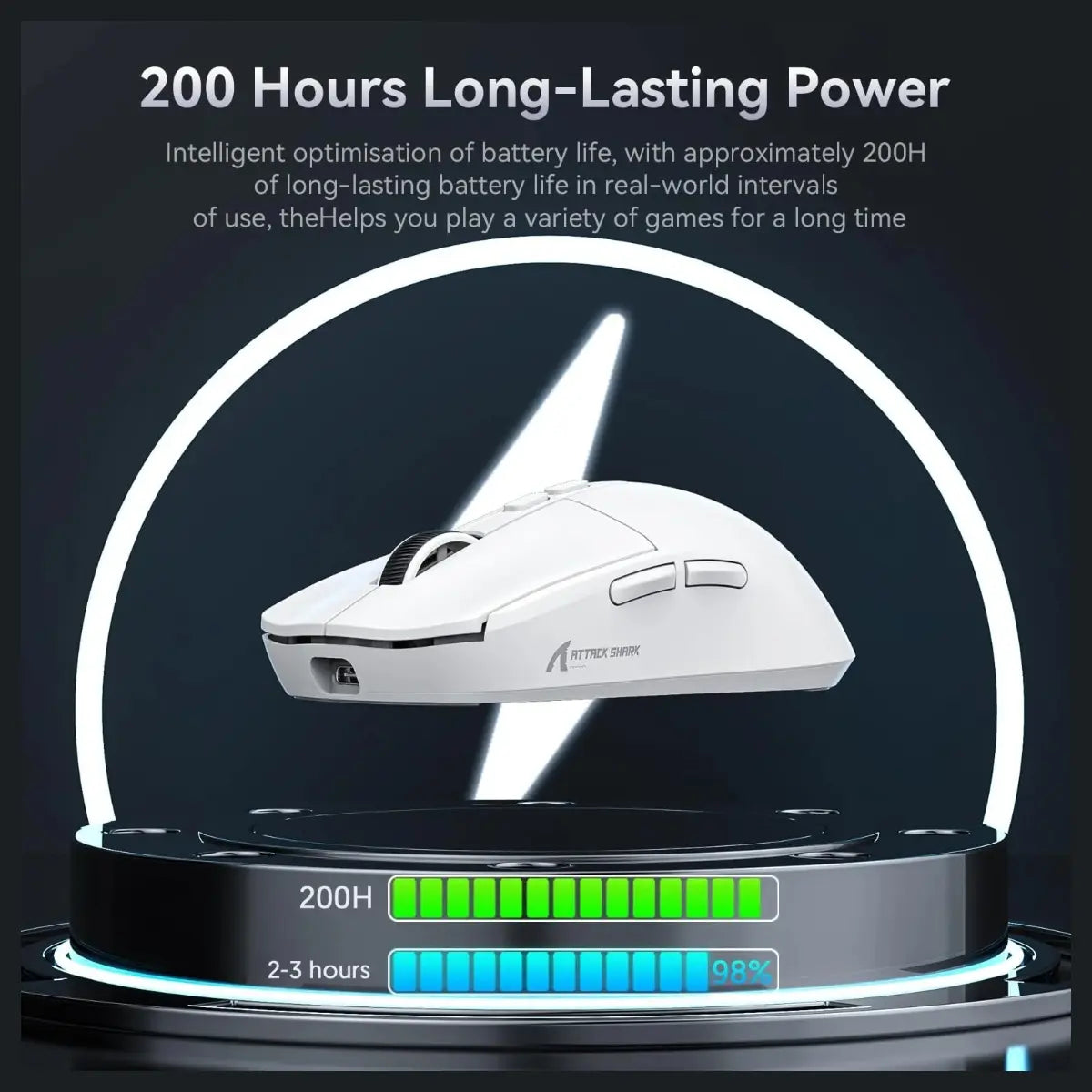 ATTACK SHARK X6 Tri-Mode Gaming Mouse With Charging Dock, 26000 DPI, PixArt PAW3395 Sensor, 49g Superlight, 200 Hours Battery, Ergonomic Design, Black