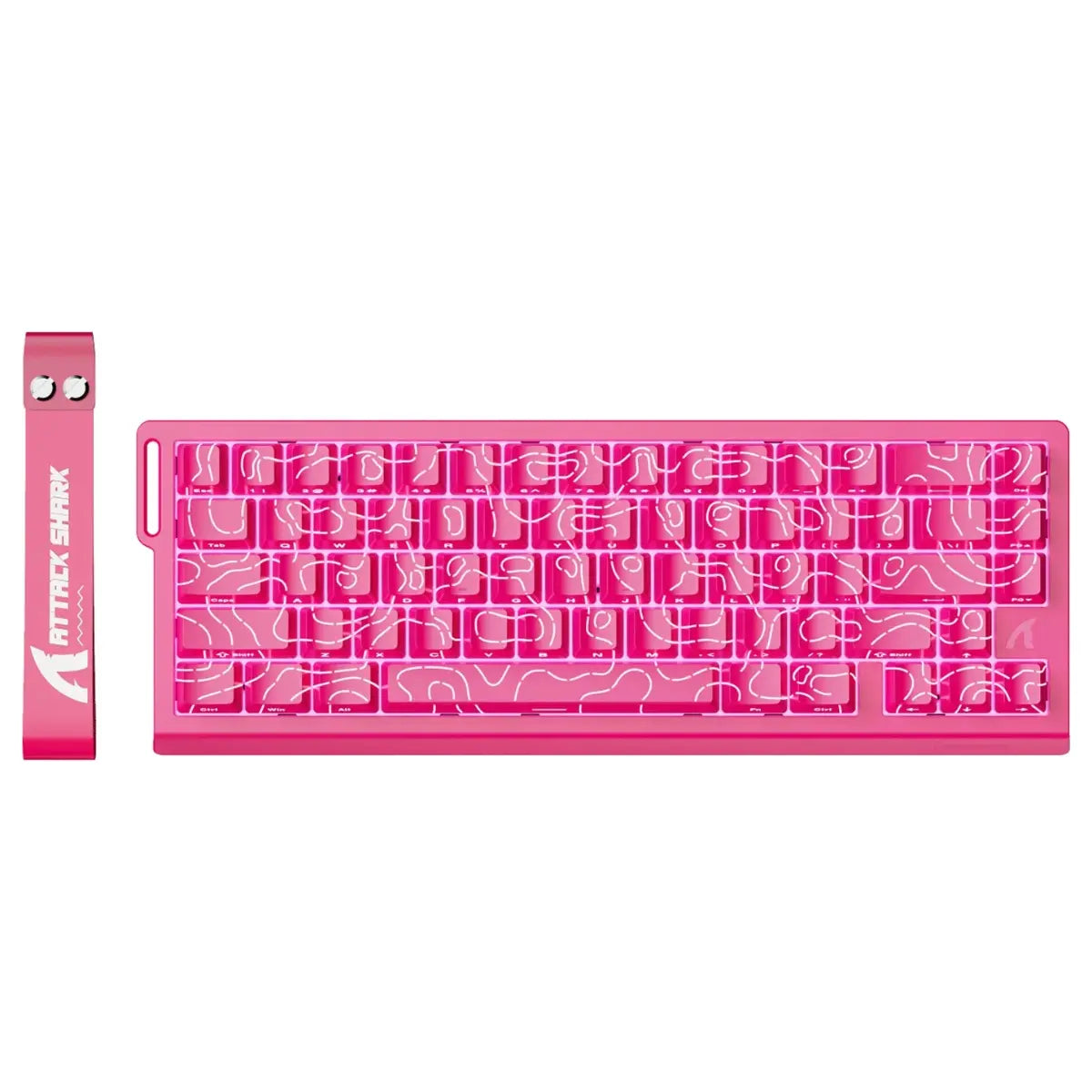 ATTACK SHARK X68 HE Rapid Trigger Keyboard, 60% Wired 8000Hz, Magnetic Switch, 0.01mm RT Accuracy, Adjustable Actuation 0.1-3.4mm, RGB Backlight, Pink Contours