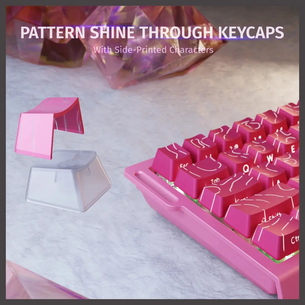 ATTACK SHARK X68 HE Rapid Trigger Keyboard, 60% Wired 8000Hz, Magnetic Switch, 0.01mm RT Accuracy, Adjustable Actuation 0.1-3.4mm, RGB Backlight, Pink Contours