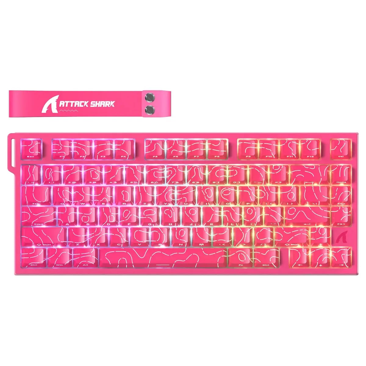 ATTACK SHARK R82 HE Rapid Trigger Keyboard, 75% Wired 8000Hz, 0.005mm RT Accuracy, Adjustable Actuation 0.1-3.4mm, Snap Tap, DKS, RGB Backlight, Pink Contours