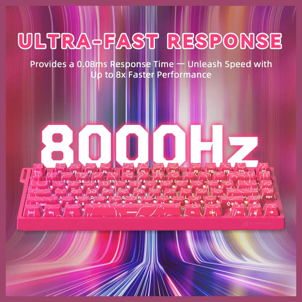 ATTACK SHARK R82 HE Rapid Trigger Keyboard, 75% Wired 8000Hz, 0.005mm RT Accuracy, Adjustable Actuation 0.1-3.4mm, Snap Tap, DKS, RGB Backlight, Pink Contours