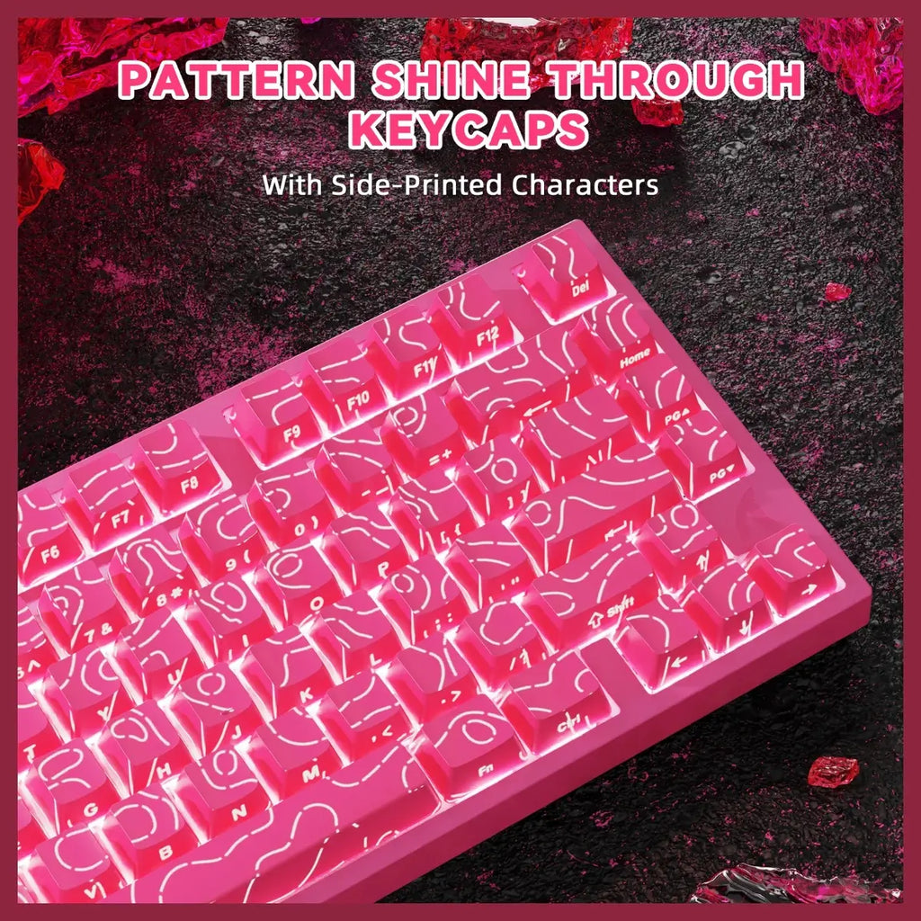 ATTACK SHARK R82 HE Rapid Trigger Keyboard, 75% Wired 8000Hz, 0.005mm RT Accuracy, Adjustable Actuation 0.1-3.4mm, Snap Tap, DKS, RGB Backlight, Pink Contours