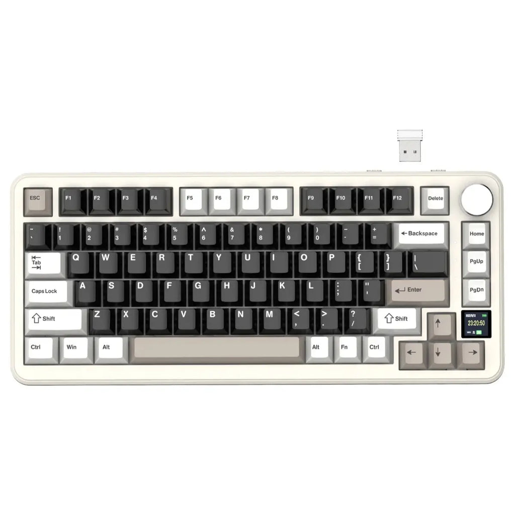 ATTACK SHARK X85 PRO 75% Tri-Mode Gasket Mechanical Keyboard, TFT Smart Display and CNC Knob, 5-Layer Padding, Hot-Swappable Blueberry Linear Switch, QMK Support, Cheese White