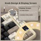 ATTACK SHARK X85 PRO 75% Tri-Mode Gasket Mechanical Keyboard, TFT Smart Display and CNC Knob, 5-Layer Padding, Hot-Swappable Blueberry Linear Switch, QMK Support, Cheese White