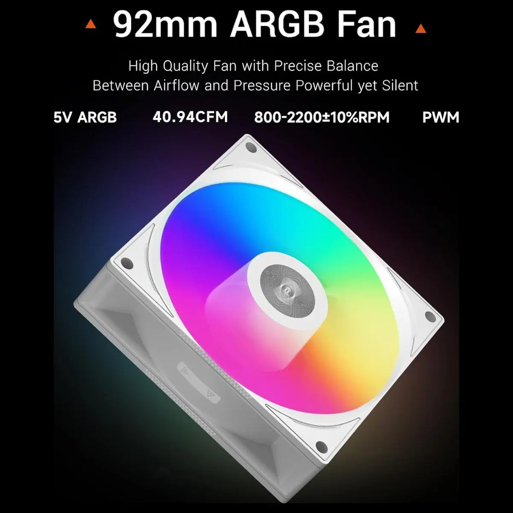 PCCOOLER CPS R400 ARGB Air CPU Cooler, 4 Direct-Contact 6mm Copper Heatpipes, 92mm ARGB PWM Fan 800-2200RPM, 180W TDP, 133mm Height, White