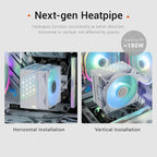 PCCOOLER CPS R400 ARGB Air CPU Cooler, 4 Direct-Contact 6mm Copper Heatpipes, 92mm ARGB PWM Fan 800-2200RPM, 180W TDP, 133mm Height, White