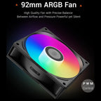 PCCOOLER CPS R300 ARGB Air CPU Cooler, 3x6mm Direct-Contact Copper Heatpipes, 92mm PWM Hydraulic Bearing Fan 800-2200RPM, 150W TDP, for AMD AM4 and AM5 and Intel LGA 115X and 1200 and 1700 and 18XX, Black