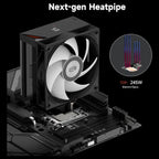 PCCOOLER CPS RT500 Digital ARGB BK CPU Air Cooler, Digital Display, 4/5/6 Heat Pipes, Quiet Tower Cooler, Intel LGA 115X/1200/1700/1851 and AMD AM4/AM5