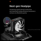 PCCOOLER CPS RT400 Digital ARGB CPU Air Cooler, Digital Display, 4x6mm Direct-Contact Copper Heat Pipes, 120mm PWM ARGB Fan 600-1600RPM, Up To 180W TDP, 157mm Height, BK CPS RT400 Digital ARGB BK