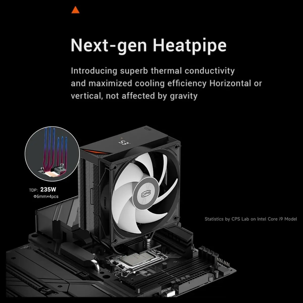 PCCOOLER CPS RT400 Digital ARGB CPU Air Cooler, Digital Display, 4x6mm Direct-Contact Copper Heat Pipes, 120mm PWM ARGB Fan 600-1600RPM, Up To 180W TDP, 157mm Height, BK CPS RT400 Digital ARGB BK