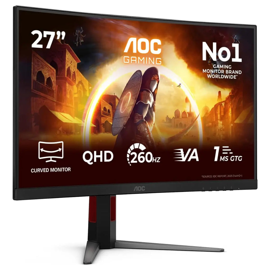 AOC CQ27G4Z2 27 Inch QHD Curved Dual Mode Gaming Monitor, QHD 260Hz, HD 400Hz, 1ms GtG Fast VA, HDR400, FreeSync Premium, Height Adjustable