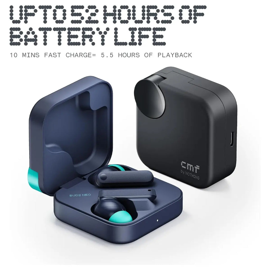 CMF BY NOTHING Buds Neo True Wireless Earbuds, 52H Playtime, 35dB Active Noise Cancelling, Bluetooth 6.0, 12.4mm Dynamic Driver, Black