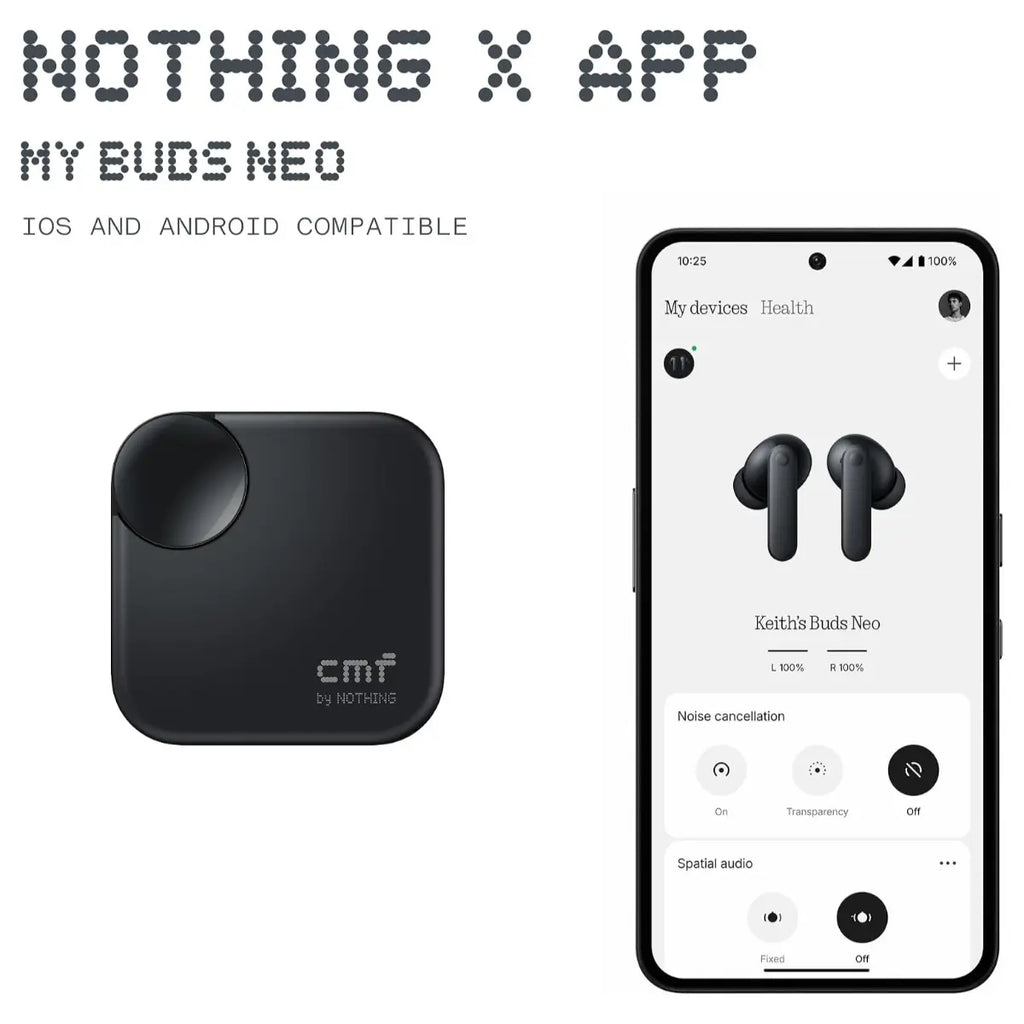 CMF BY NOTHING Buds Neo True Wireless Earbuds, 52H Playtime, 35dB Active Noise Cancelling, Bluetooth 6.0, 12.4mm Dynamic Driver, Black