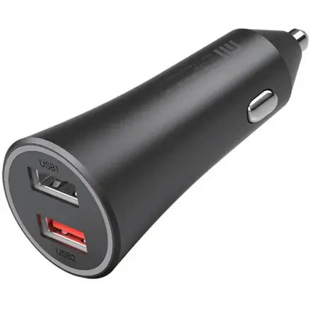 Mi 37W Dual Port Car Charger, Single Port 27W Max Fast Charging, Dual Port 37W Max Output, LED Power Indicator, Black