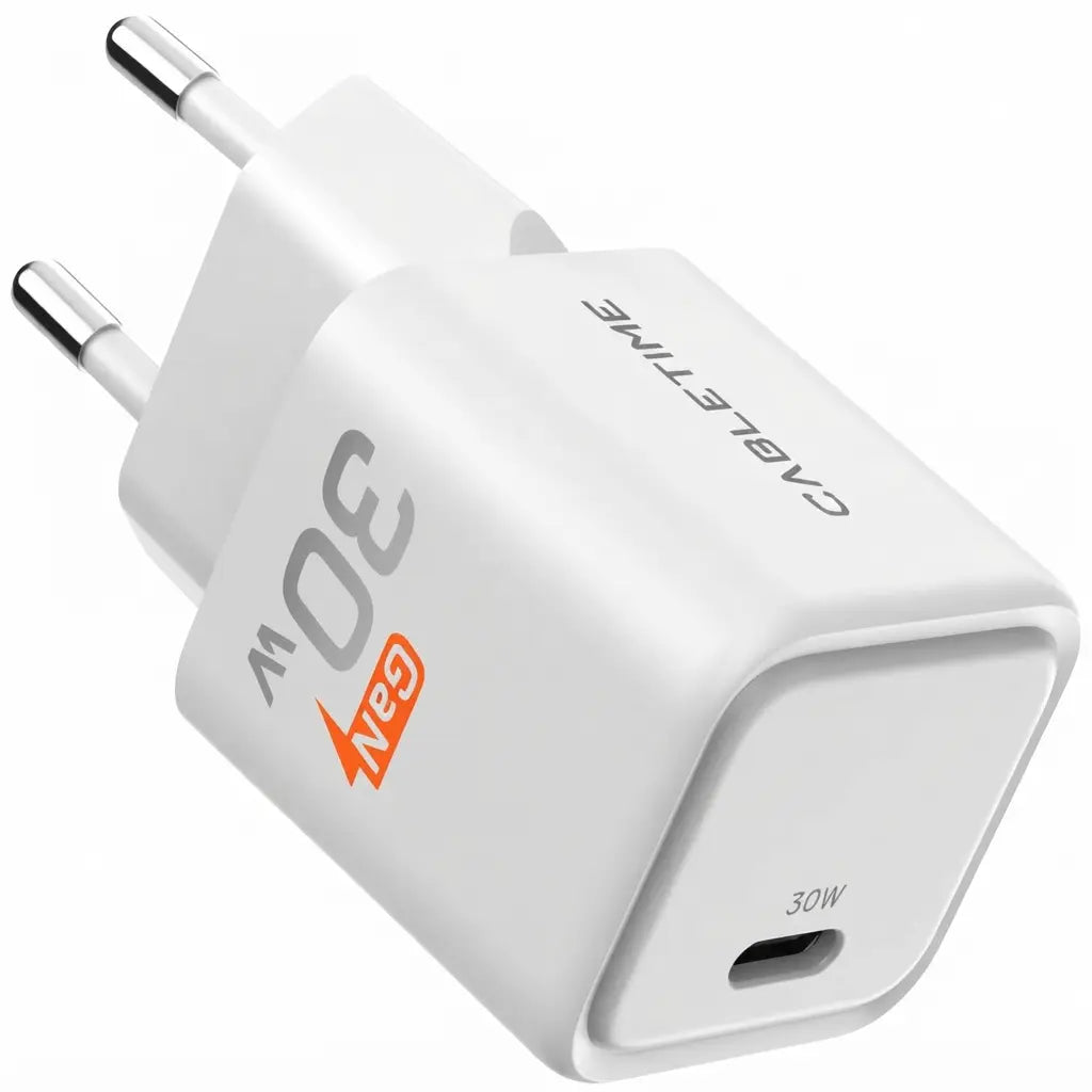 Cabletime 30W USB-C GaN Wall Charger PD 3.0 for iPhone, 30W Max, EU Plug, PC Fireproof Shell, G30AW