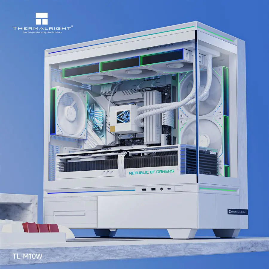 Thermalright TL-M10W Mid-Tower mATX PC Case, Tempered Glass, ABS and SPCC, USB 3.0x2, Type-C, Audio Mic, GPU Length Limit 360mm, White