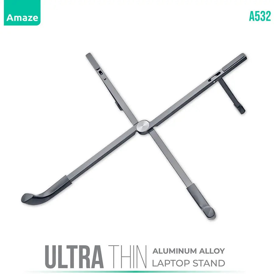 Amaze A532 Aluminum Alloy Ultra Thin Laptop Stand, Ultra Portable Lightweight Design, Premium Silicon Grip, For Laptops 16 Inch