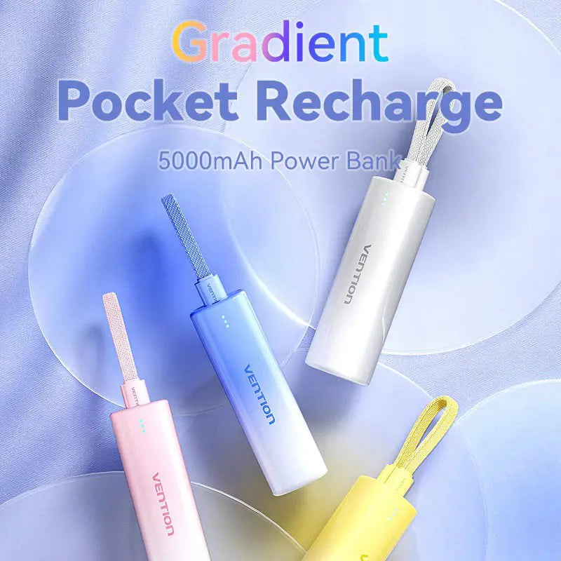 Vention 5000mAh Power Bank 20W FHWM0, 5000mAh Capacity, 20W PD Fast Charging, Gradient Blue