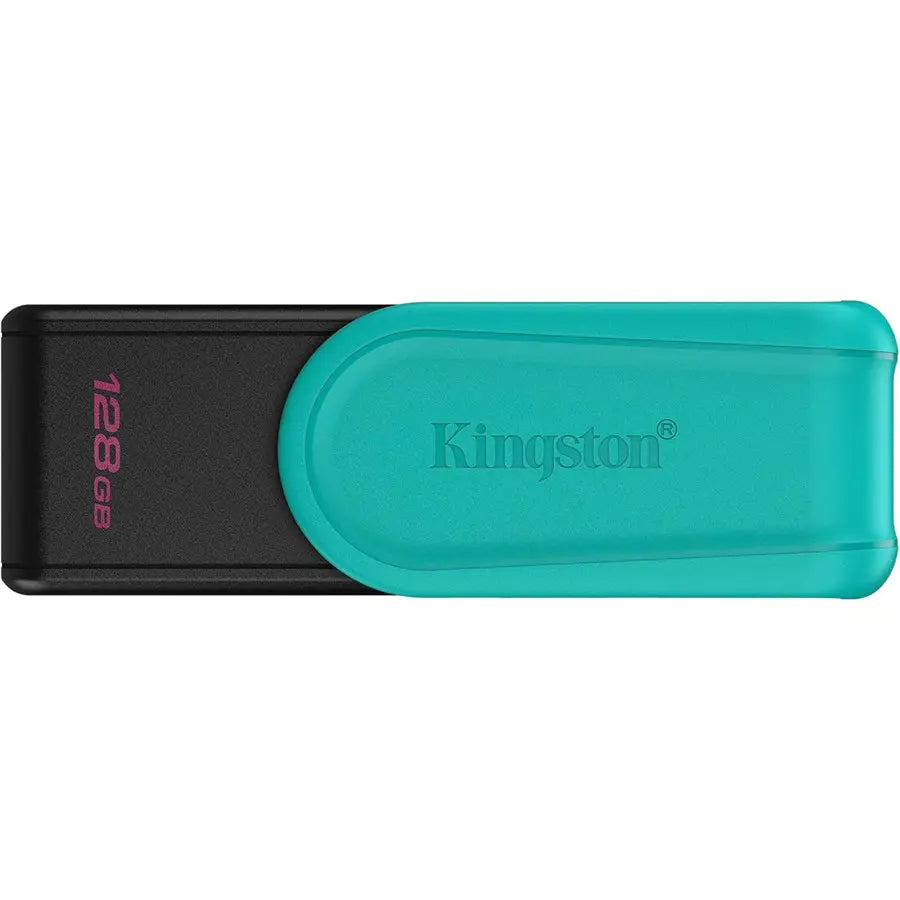 Kingston DataTraveler Exodia S USB Flash Drive, 128GB, USB 3.2 Gen 1, Swivel Cap, Black/Turquoise