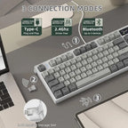 ATTACK SHARK K86 RGB Wireless Mechanical Keyboard, Hot-Swappable, Gasket Mount, RGB Backlit, 2.4GHz/BT/Wired, TFT Color Display & CNC Knob, Business Gray, Blue Whale Switch