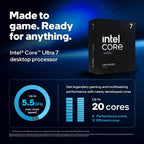 Intel Core Ultra 7 265K Desktop Processor, 20 Cores, 30MB Cache, Up To 5.5GHz, Socket FCLGA1851, Unlocked, Tray