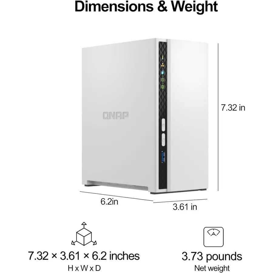 QNAP TS-233-US Desktop NAS, ARM Cortex-A55 Quad-Core 2.0GHz, 2GB DDR4 RAM