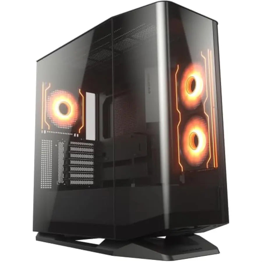 COUGAR FV270 RGB MidTower E-ATX Case, 420mm GPU Supported,Build-in ARGB PWM Fans,Breathe Streams,Prism of Light, RGB Hub,Filter Guard, Tool-Less Bracket, Center Stage,Cable Management (RGB, Black)