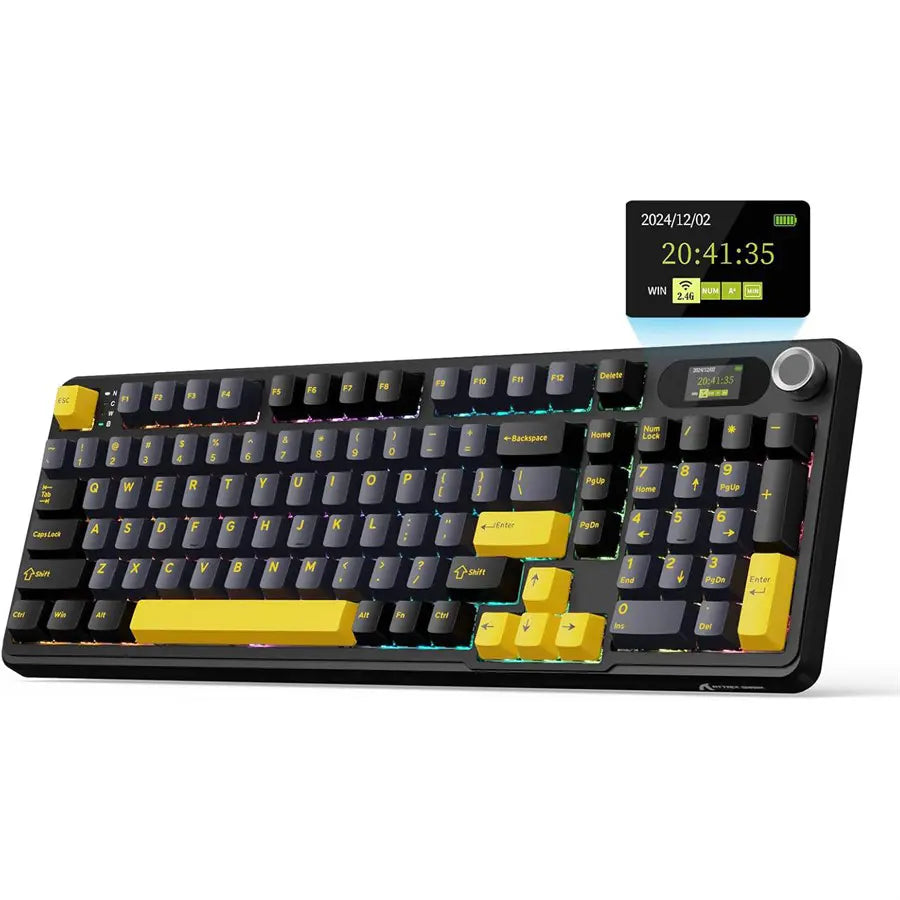ATTACK SHARK X98PRO Wireless Gaming Keyboard, 99 Keys, LED Color Display, Hot-Swappable Blueberry Switch, Bluetooth 2.4G Wired, 4000mAh Battery, Star Black