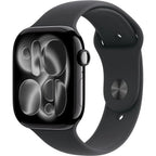 Apple Watch Series 11 GPS 46mm Smartwatch Jet Black Aluminum Case, Black Sport Band M/L, Always-On Display, Sleep Score, Fitness Tracker, Water Resistant