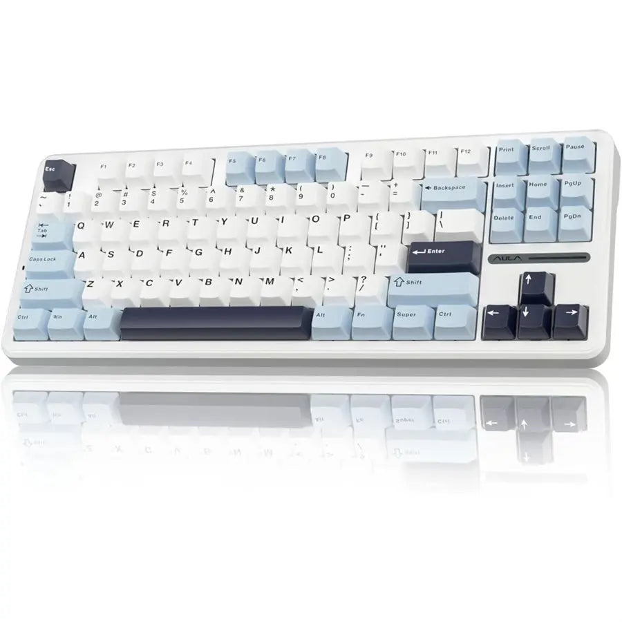 AULA F87 Pro Wireless Mechanical Keyboard 75% Gasket Hot Swappable LEOBOG Greywood V4 Switch Glacial Blue White Gray Blue
