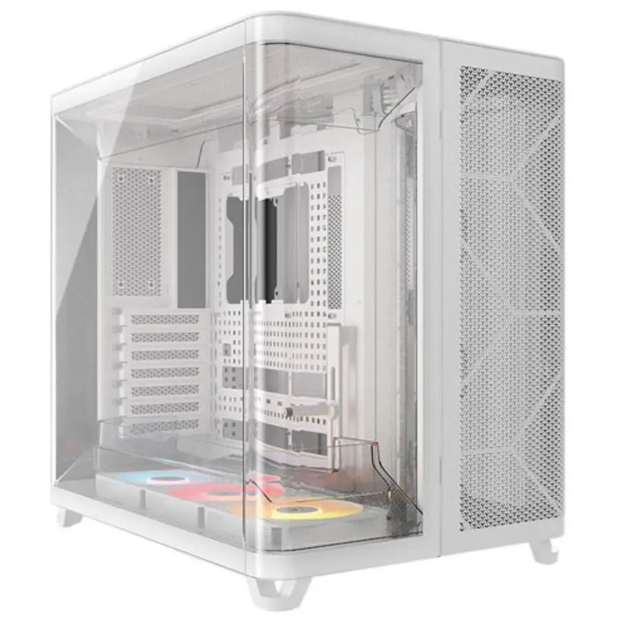 Corsair AIR 5400 RS-R ARGB Computer Case, Triple Chamber, 3x RS-R 120mm Fans, Up To 360mm Radiator, Tempered Glass, White