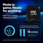 Intel Core Ultra 5 Desktop Processor 245K, 14 Cores, 14 Threads, FCLGA1851 Socket, Unlocked Series 2