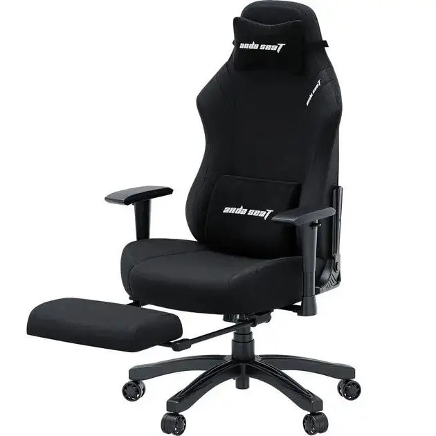 Anda Seat Luna Pro Large Gaming Chair With Footrest, Ergonomic Reclining Design, Fabric, Heavy Duty Neck and Back Support, Rocking Function, Black Fabric | Free Shipping