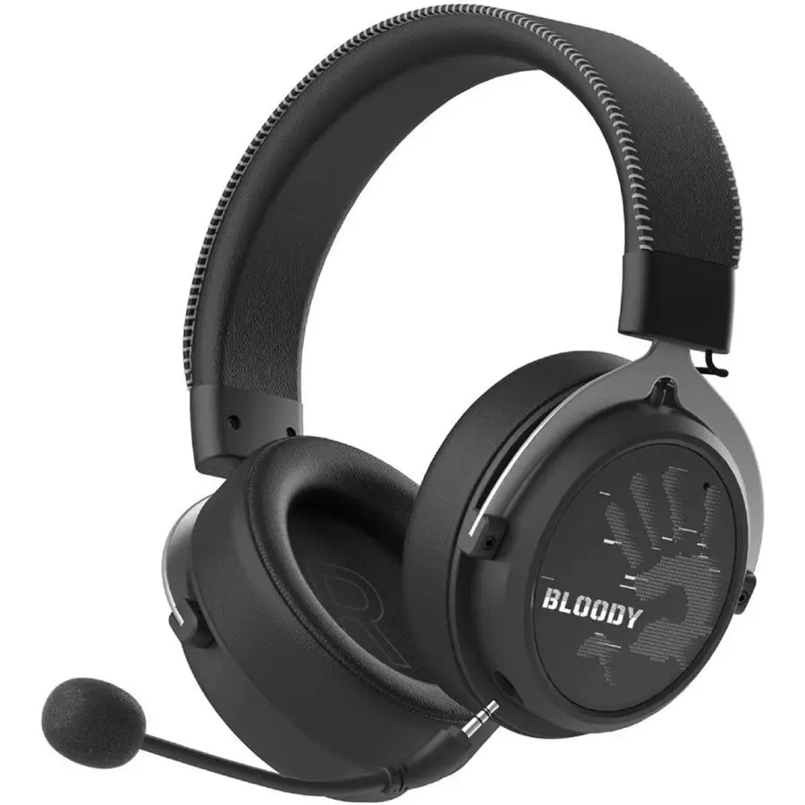 Bloody MR590 Gaming Wireless Headset, 2.4G + BT 5.3, M.O.C.I. Dome Tech, 60H Playtime, Dual ENC Mic, Detachable Boom Mic, 7-Color Backlit, Sports Black