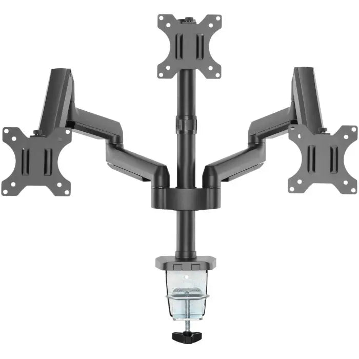 Twistedminds TM-26-C018P Premium Triple Monitors Aluminum Pole Mounted Gas Spring Monitor Arm, 360 Rotary VESA Plate, Detachable VESA, Free Tilting, Dual Mount Options