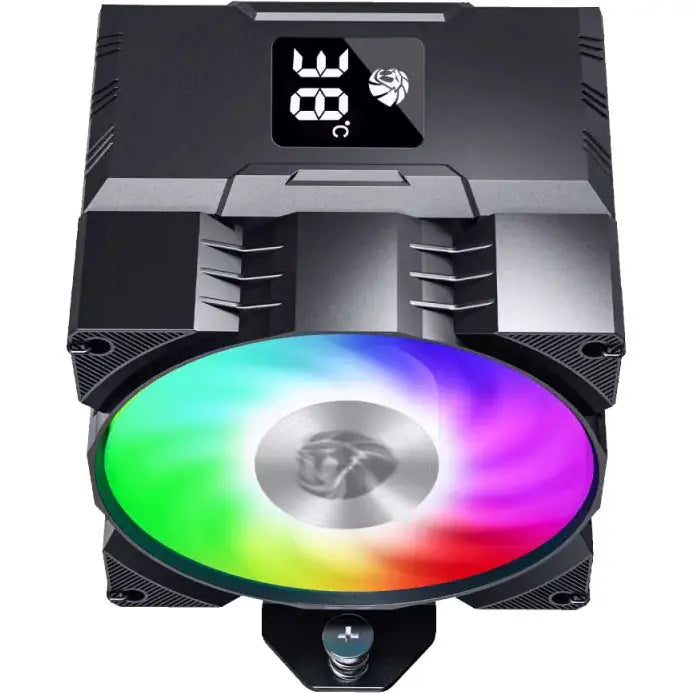 GameMax Gamma90 Digital BK Tower CPU Air Cooler Painted Black Four Heat Pipes ARGB Lighting Effects Temperature Display