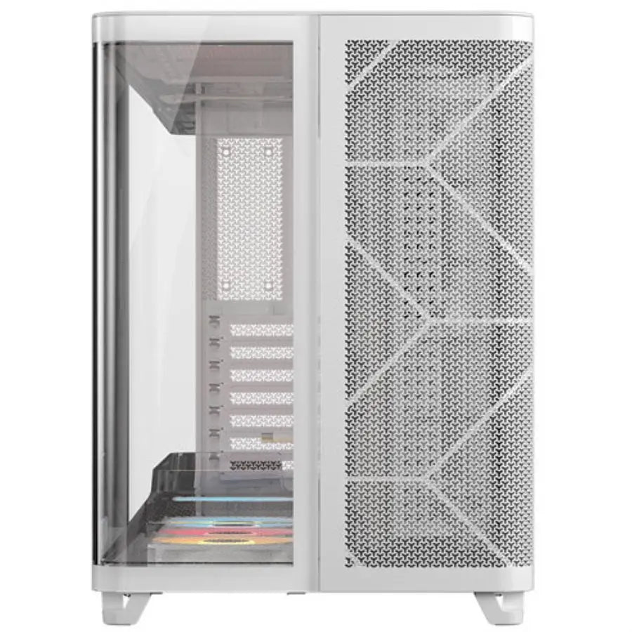 Corsair AIR 5400 RS-R ARGB Computer Case, Triple Chamber, 3x RS-R 120mm Fans, Up To 360mm Radiator, Tempered Glass, White