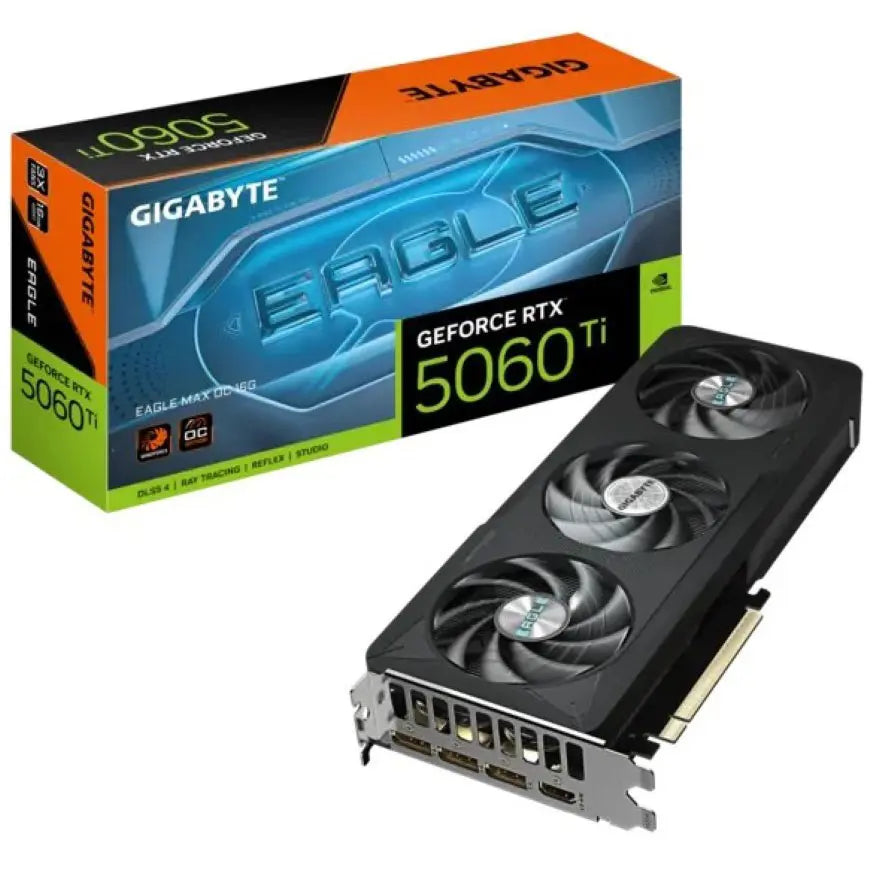 Gigabyte GeForce RTX 5060 Ti EAGLE MAX OC 16G Video Graphics Card, 16GB GDDR7, 2617MHz, 128 Bit, PCI-E 5.0 - GV-N506TEAGLEMAX OC-16GD